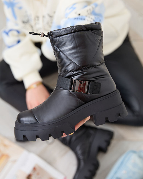 Royalfashion Dámske slip on čižmy a la snow boots in black Tyvone