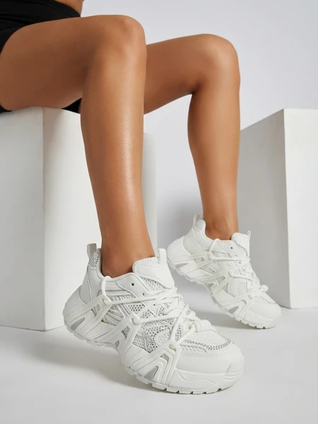 Ženski športni usnjeni čevlji Aurora White za pomlad