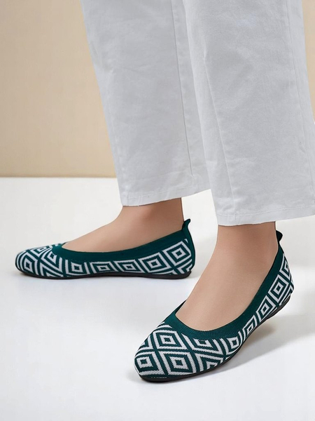 Royalfashion Fabric dámske balerínky z látky s geometrickou potlačou Metrické