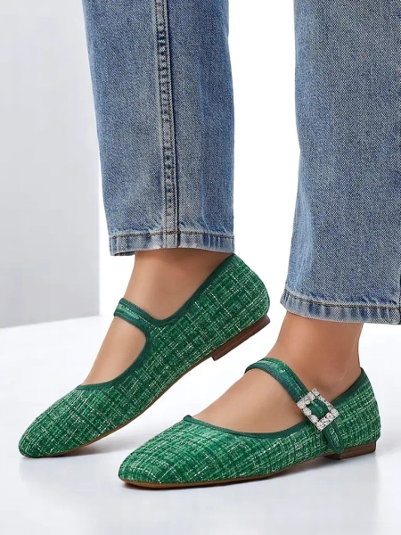 Royalfashion dámske kárované baleríny s prackou a pásikom Riffos