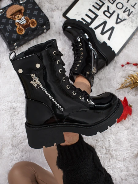 Ženski lakirani delavski škornji Seray