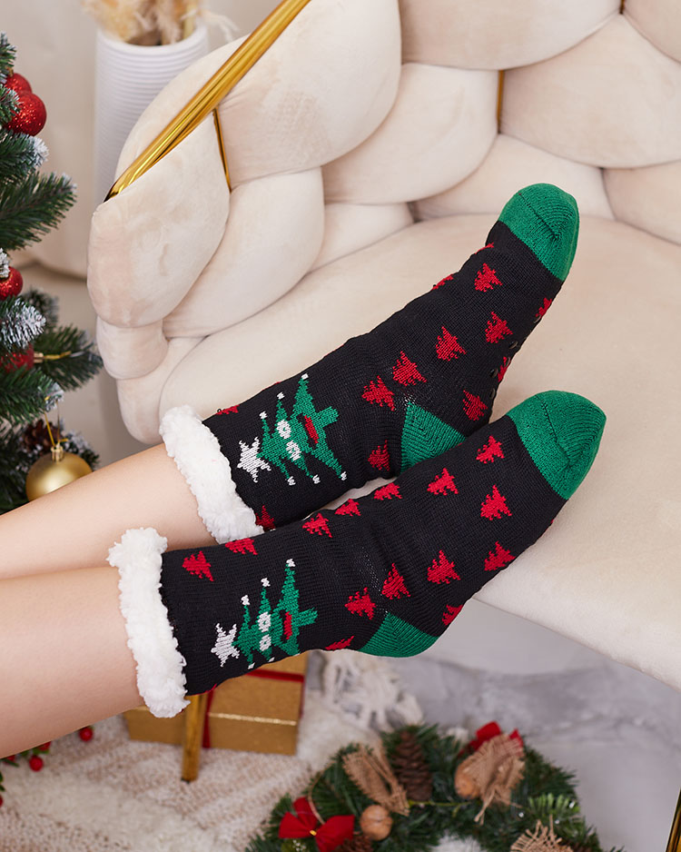 Červené dámske ponožky s vianočným vzorom - Spodné prádlo