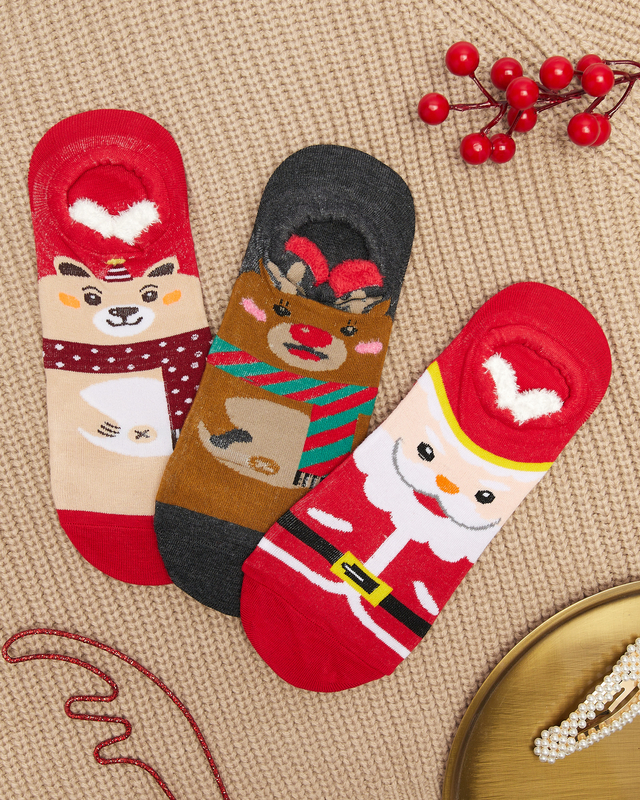 Dámske farebné ponožky s vianočnou potlačou 3/balenie - Spodné prádlo