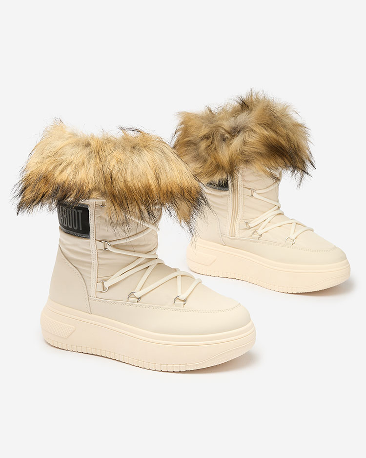 Royalfashion Beige slip-on boots a\'la snow boots for women Gomillo