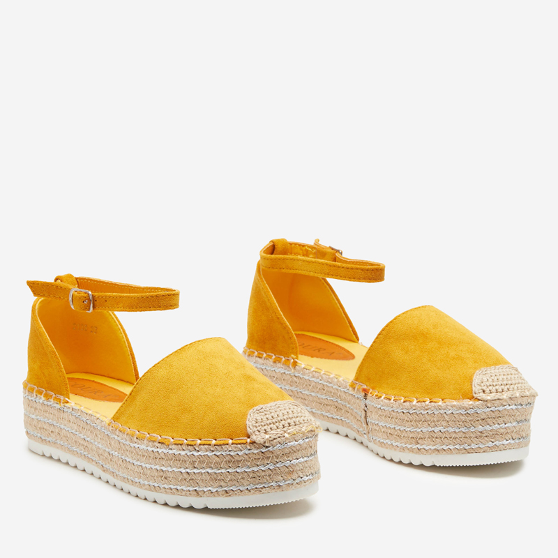 Žlté dámske sandále a\'la espadrilky na platforme Indira - Topánky