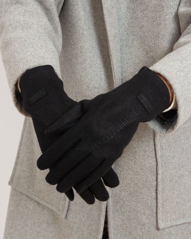Royalfashion Čierne dámske látkové rukavice