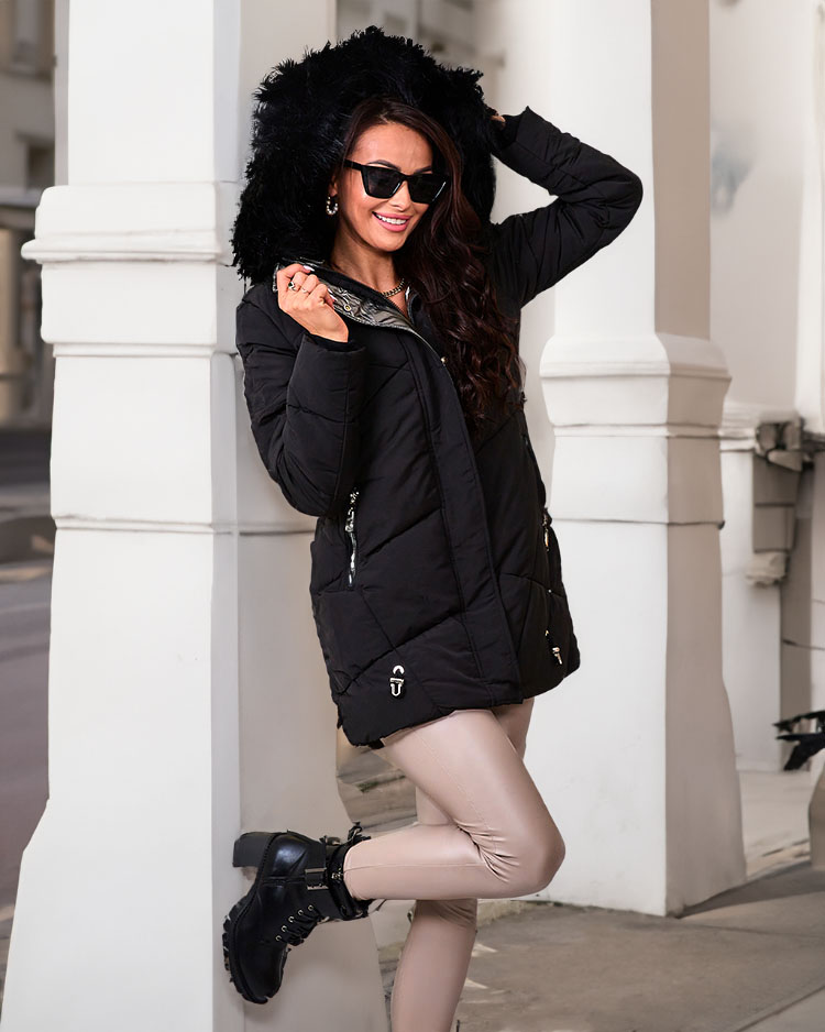 Royalfashion Čierna dámska zimná bunda