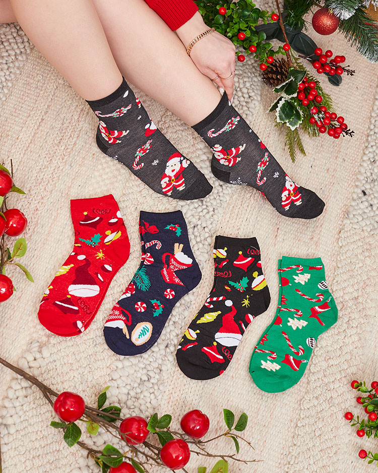 Royalfashion Vianočné dámske dlhé ponožky 5 ks