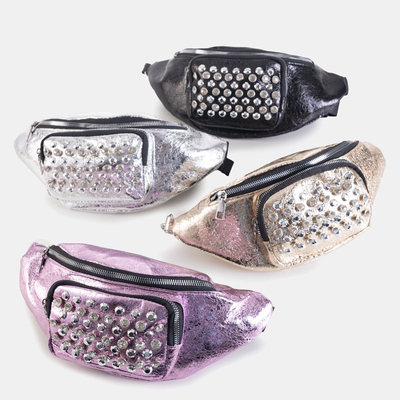 Zlatá dámska ľadvinka s kubickými zirkónmi - Kabelky