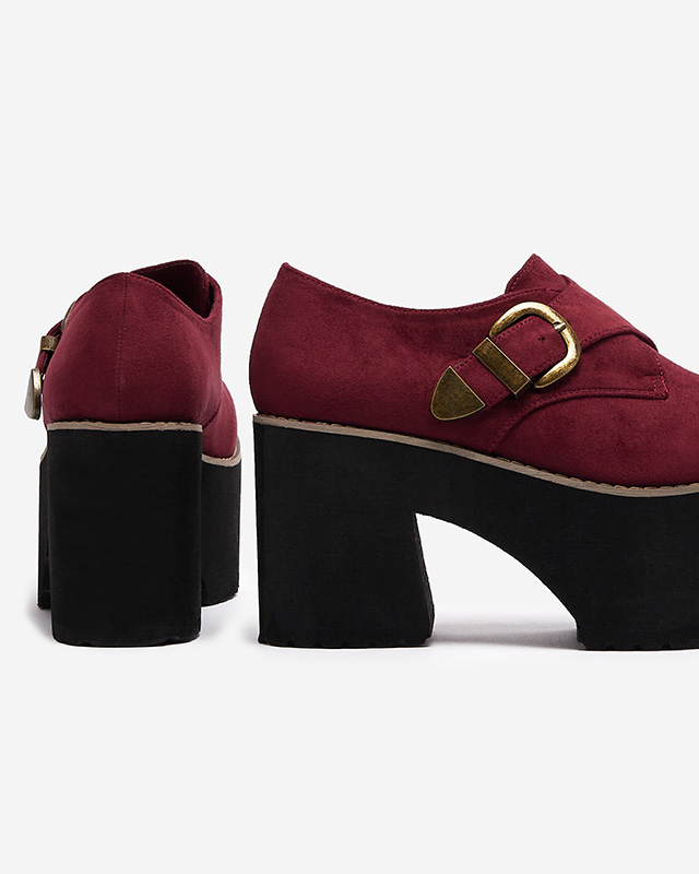 Bordové dámske poltopánky na vysokom podpätku Kiacca- Obuv