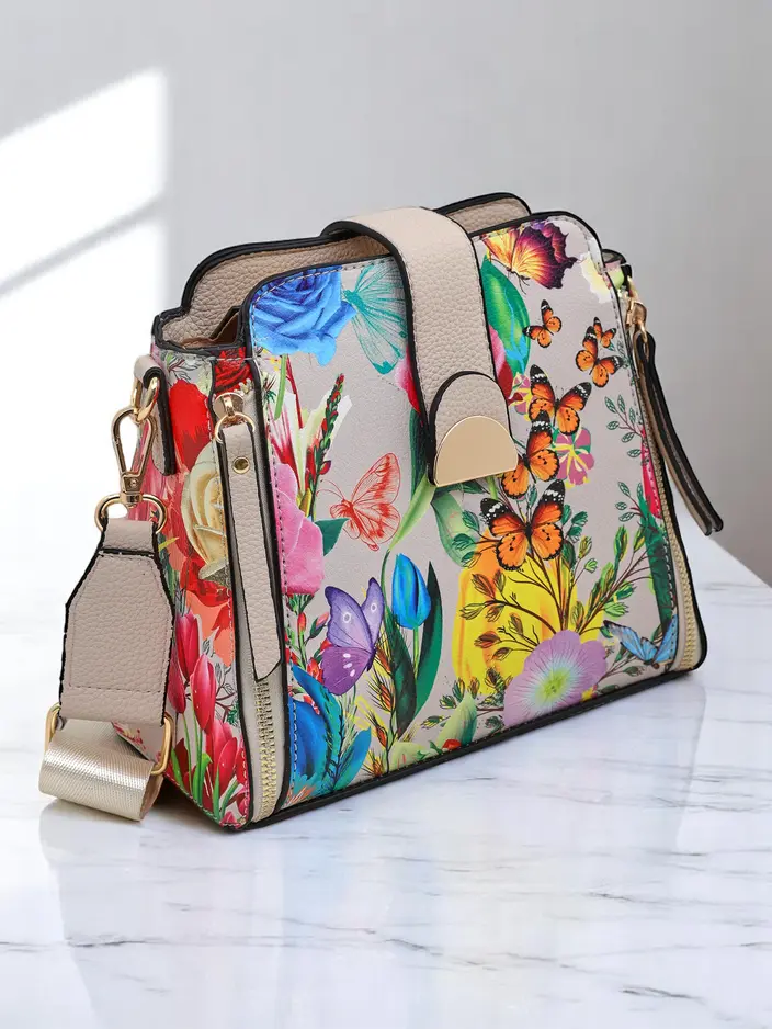 Royalfashion Malá kvetinová dámska kabelka vyrobená z ekologickej kože