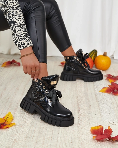 Royalfashion Prešívané dámske čierne čižmy Alefro