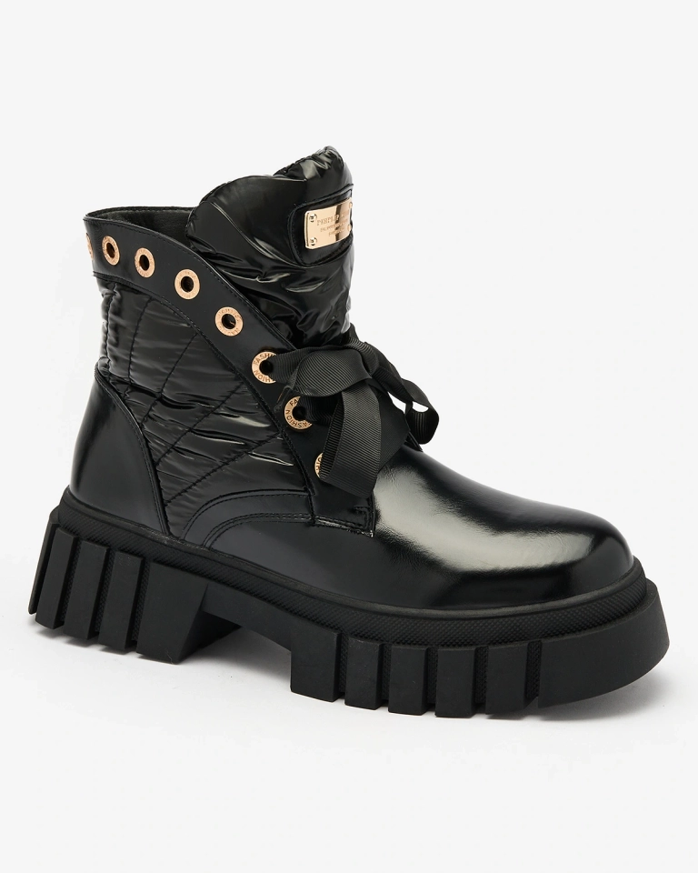 Royalfashion Prešívané dámske čierne čižmy Alefro