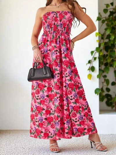 Royalfashion vzorované dámske midi šaty bez rukávov s širokým elastickým pásom a rozparkami na spodnej časti