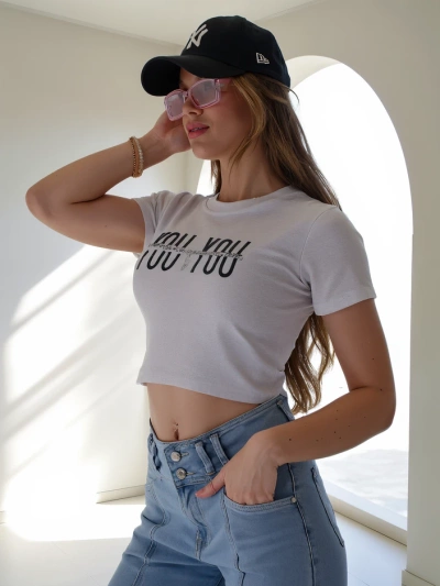 Royalfashion Dámske bavlnené crop top s nápisom