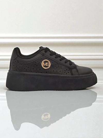 Ženske superge platforma Perseida Royalfashion črne eko usnje