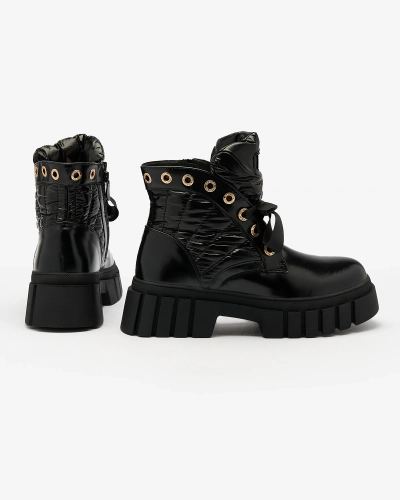 Royalfashion Prešívané dámske čierne čižmy Alefro