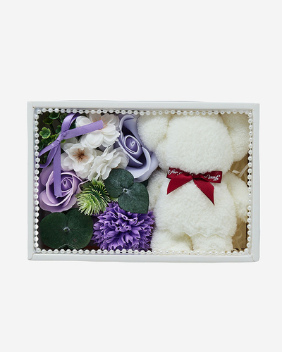 Royalfashion Flowerbox Kvety v krabičke s medvedíkom