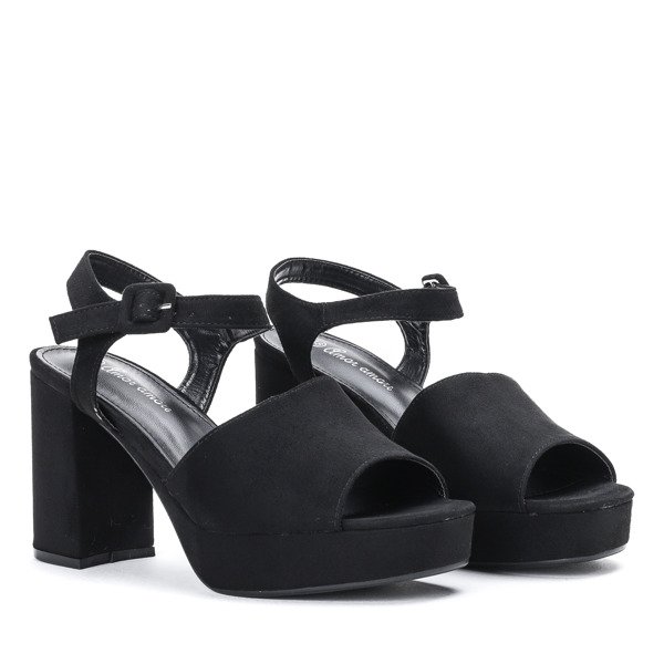 Černé sandály na tlustém sloupku Claris - Boty 1