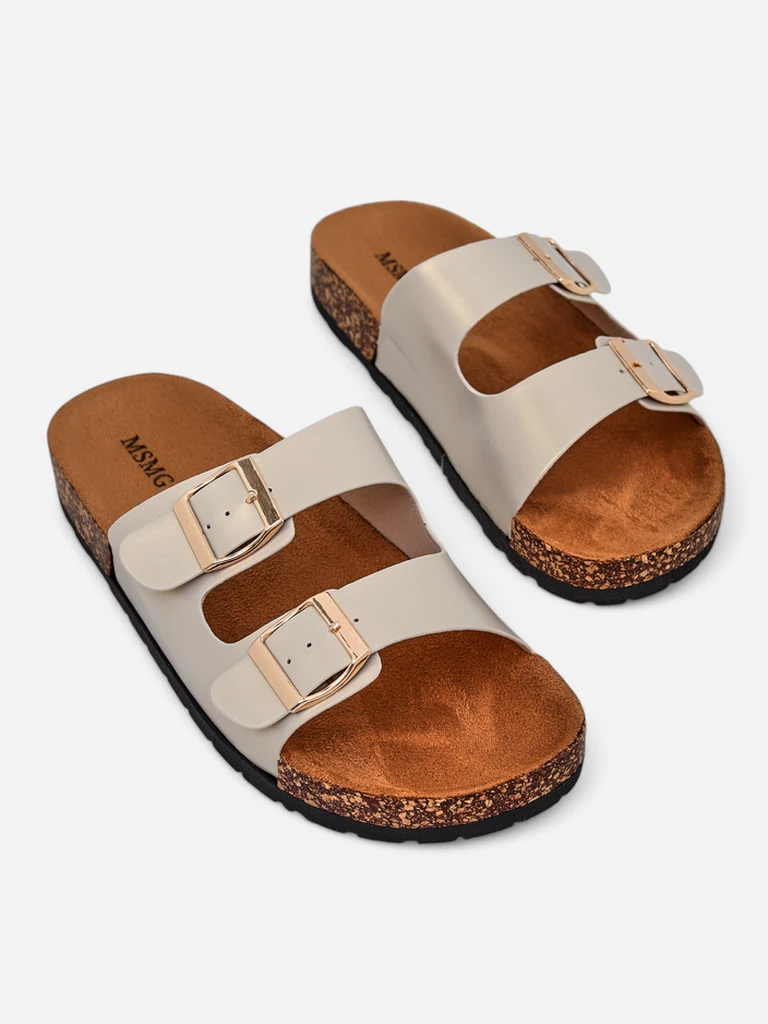 Ženski sandali Royalfashion Aurelia gold – nizki natikači iz eko usnja (velikost 39)