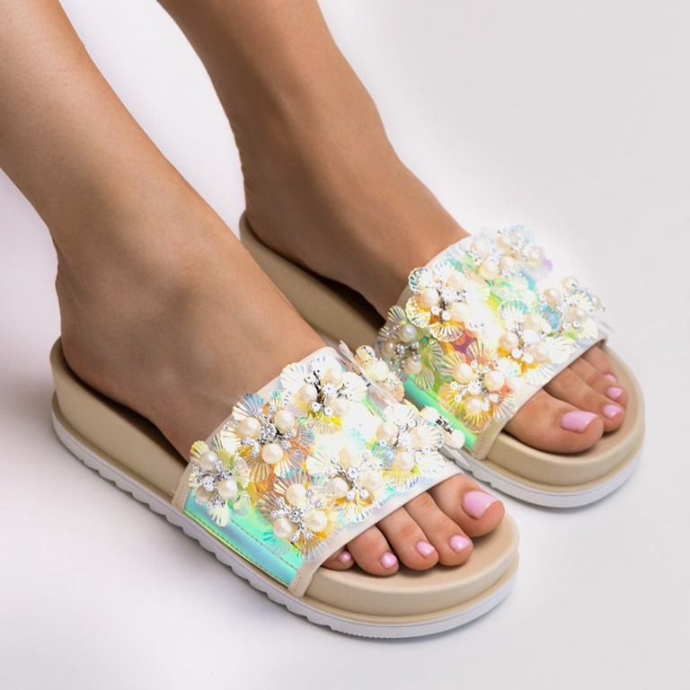 Dámske béžové sandále na platforme s ozdobou Maurelle - Obuv