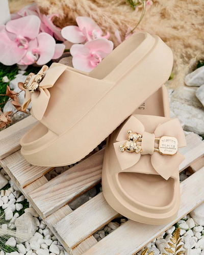 Royalfashion Dámske gumené žabky s ozdobnou mašľou Apis