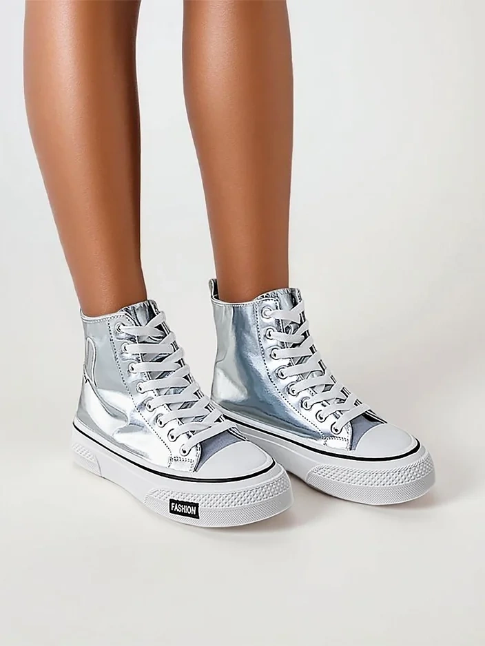 Royalfashion Vysoké dámske tenisky srdce Strieborné srdce