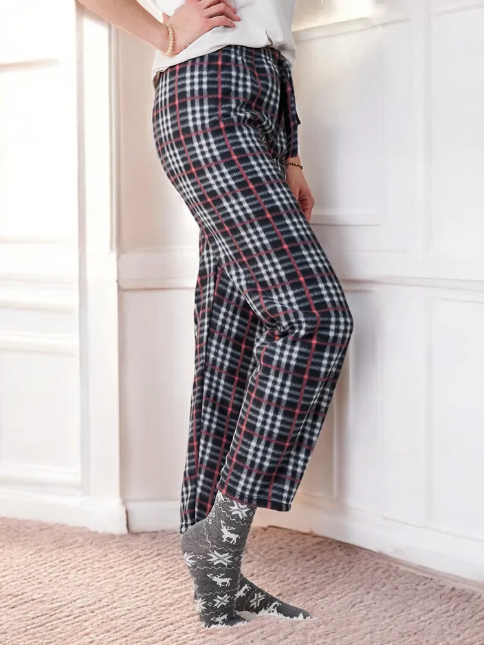 Royalfashion Bavlnené Vianočné Dámske Pyžamo Kockované Nohavice