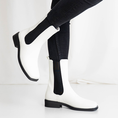 Dámske biele čižmy so štvorcovou špičkou Pyroqe - Obuv