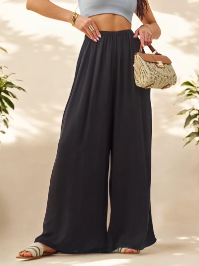 Royalfashion Dámske viskózové nohavice s rovnými nohavicami