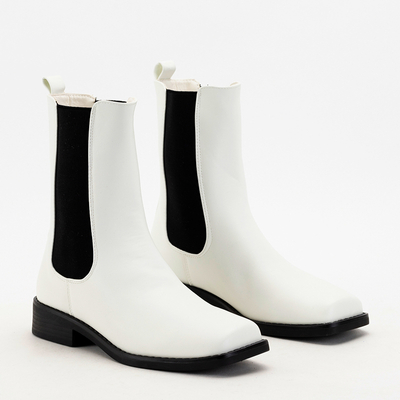 Dámske biele čižmy so štvorcovou špičkou Pyroqe - Obuv