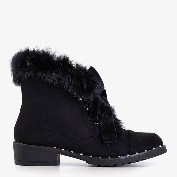 Čierne dámske pracovníčky s kožušinou Minuf - Obuv