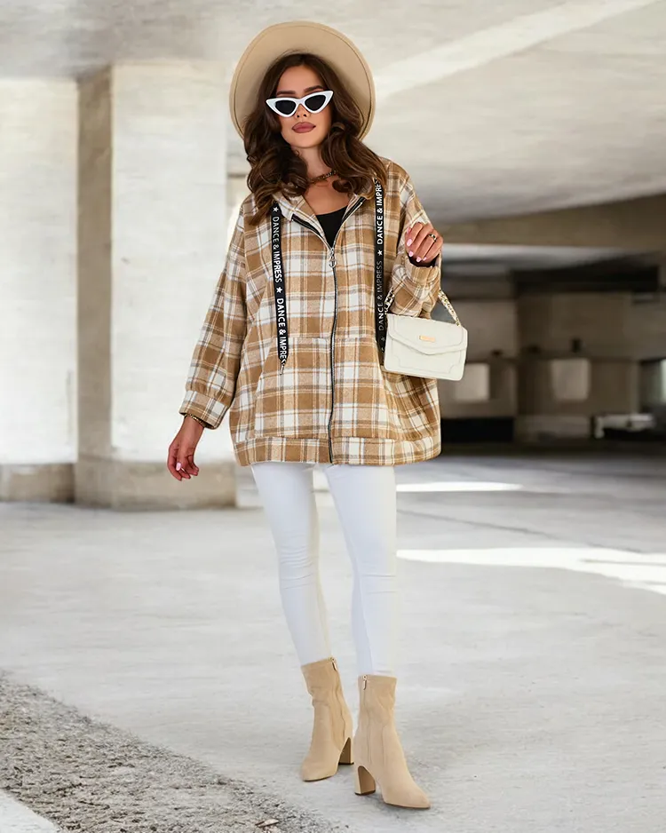 Royalfashion Dámsky kabát košeľového typu