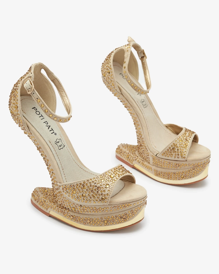 Zlaté dámske lodičky so zirkónmi Elenki - Obuv