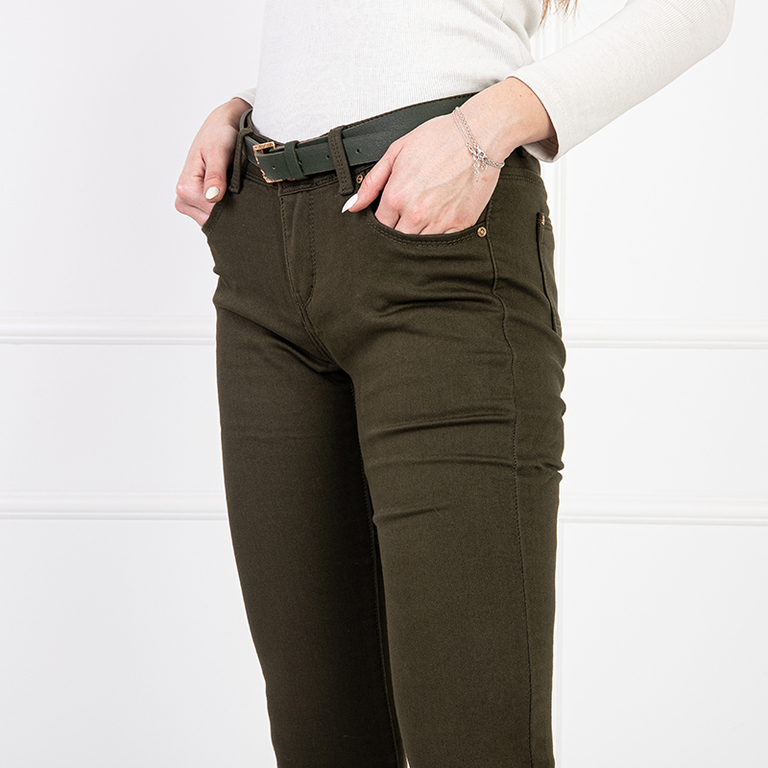 Dámske zelené úzke džínsy - Oblečenie