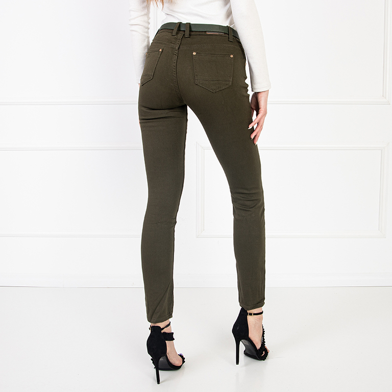 Dámske zelené úzke džínsy - Oblečenie