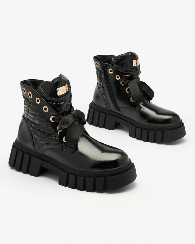 Royalfashion Prešívané dámske čierne čižmy Alefro