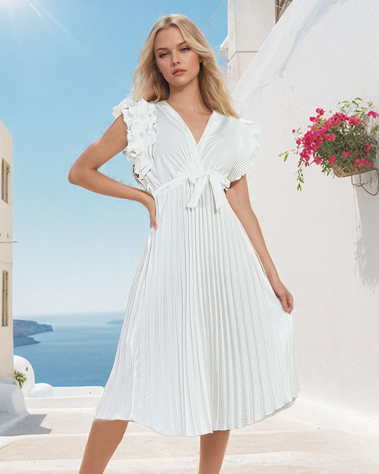 Royalfashion Dámske plisované midi šaty