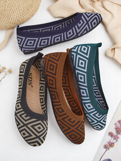 Royalfashion Textilné dámske balerínky s geometrickou potlačou Metric