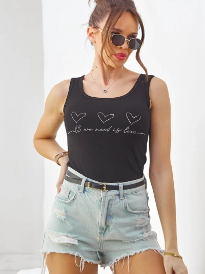 Royalfashion Dámsky bavlnený top s kamienkami