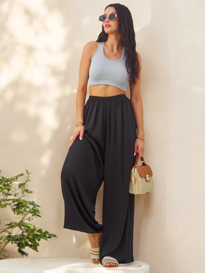 Royalfashion Dámske viskózové nohavice s rovnými nohavicami