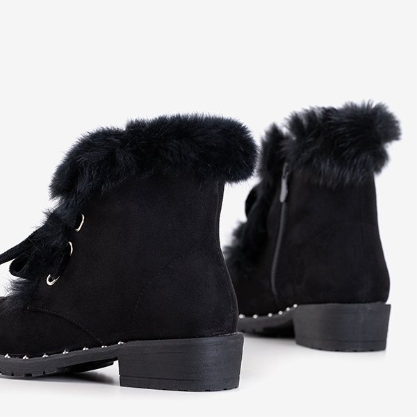 Čierne dámske pracovníčky s kožušinou Minuf - Obuv