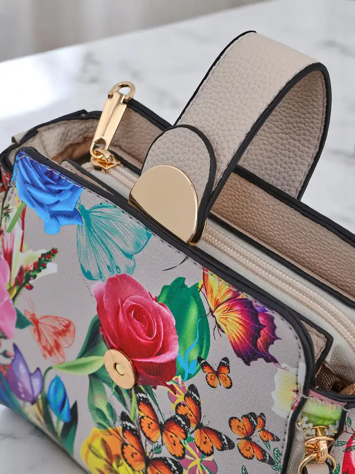 Royalfashion Malá kvetinová dámska kabelka vyrobená z ekologickej kože