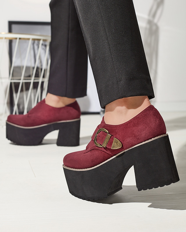 Bordové dámske poltopánky na vysokom podpätku Kiacca- Obuv