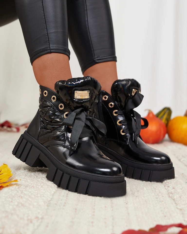 Royalfashion Prešívané dámske čierne čižmy Alefro