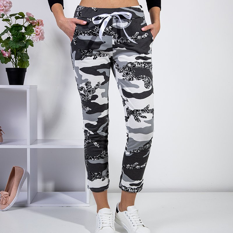 Šedé dámske maskáčové nohavice - Oblečenie