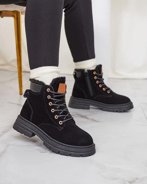 Royalfashion Čierne dámske zateplené trapperské čižmy Radoras