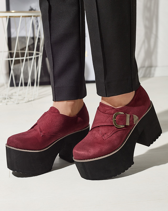 Bordové dámske poltopánky na vysokom podpätku Kiacca- Obuv