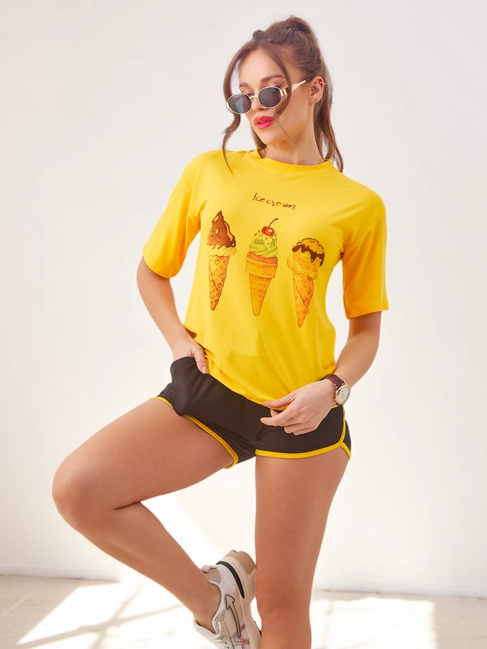 Royalfashion Dámsky športový set s tričkom a šortkami Ice Cream