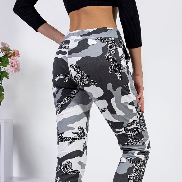 Šedé dámske maskáčové nohavice - Oblečenie